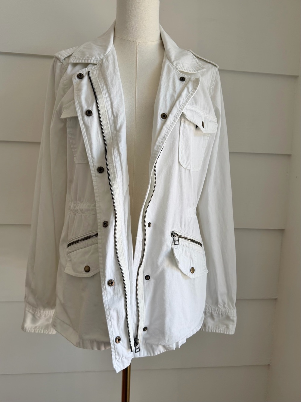 Lily Aldridge for Velvet Ruby Lightweight Utility Army Jacket Ecru size M - Picture 3 of 9